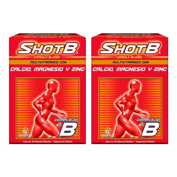 Multivitaminico con Calcio, Magnecio y Zinc Shot B 2 Cajas x 30 Capsulas Precio Especial (Sf)