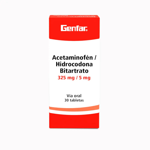 Acetaminofen + Hidrocodona Bitartrato 325Mg / 5Mg Caja X 30 Tab