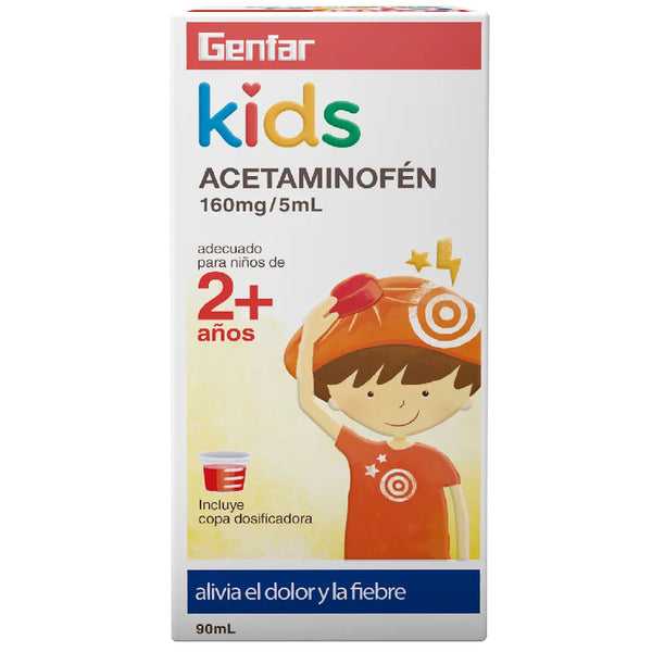 Acetaminofen Kids Jarabe 2+Años Genfar Frutos Rojos (Genfar) Frasco X 90 Ml