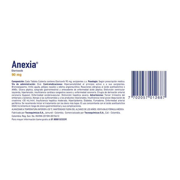 Anexia 90 Mg Caja X 14 Tab (Etoricoxib)