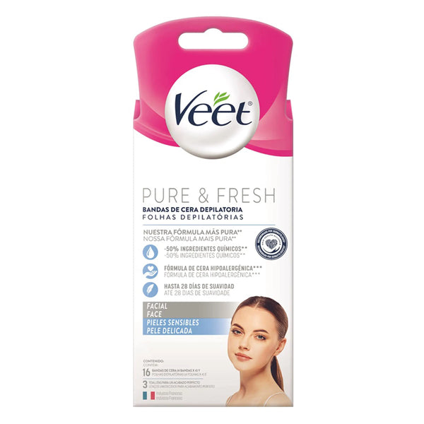 Bandas Veet Cera Depilatoria Facial Pure Fresh Blister X 19 Und