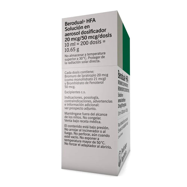 Berodual Hfa Aerosol Frasco X 10 Ml (Fenoterol - Bromuro De Ipratropio)