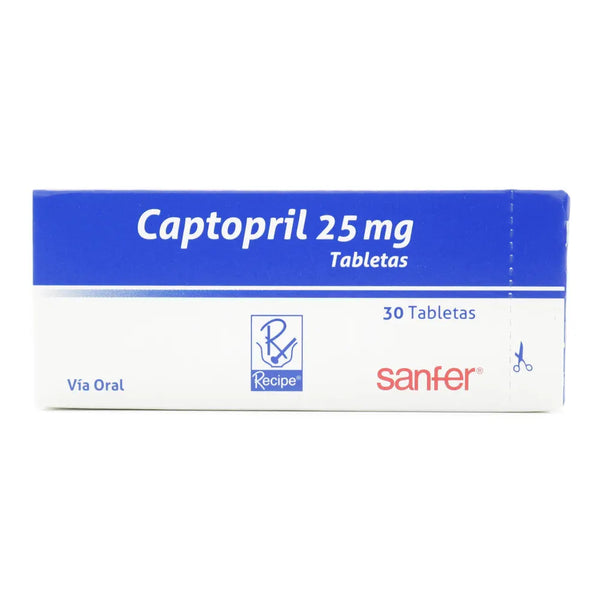 Captopril 25 Mg Tableta X 30 Und (Captopril)