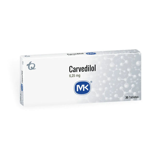 Carvedilol 6.25 Mg (Mk) Caja X 30 Tab (Carvedilol)