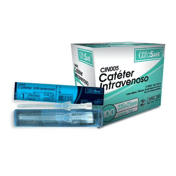 Cateter Intravenoso 22G X 1 1/4 Alfa Safe Paquete X 1 Und
