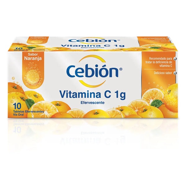 Cebion Tabletas Efervescentes De Vitamina C Sabor Naranja Tubo X 10 Tab