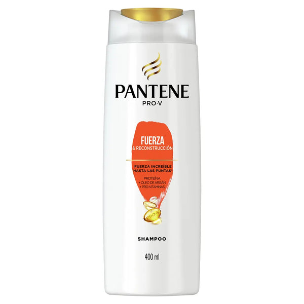 Champu Para Cabello Dañado Pantene Fuerza Y Reconstruccion Con Pro-Vitaminas Protenias Y Aceite De Argan Tarro X 400 Ml