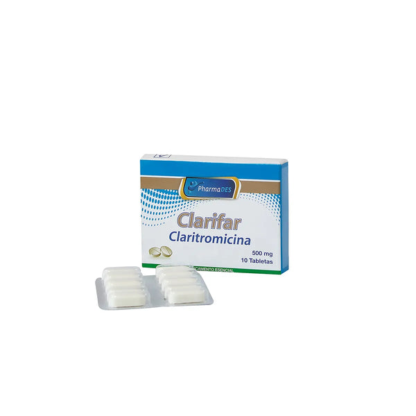 Clarifar 500 Mg Caja x 10 Tabletas (Claritromicina)