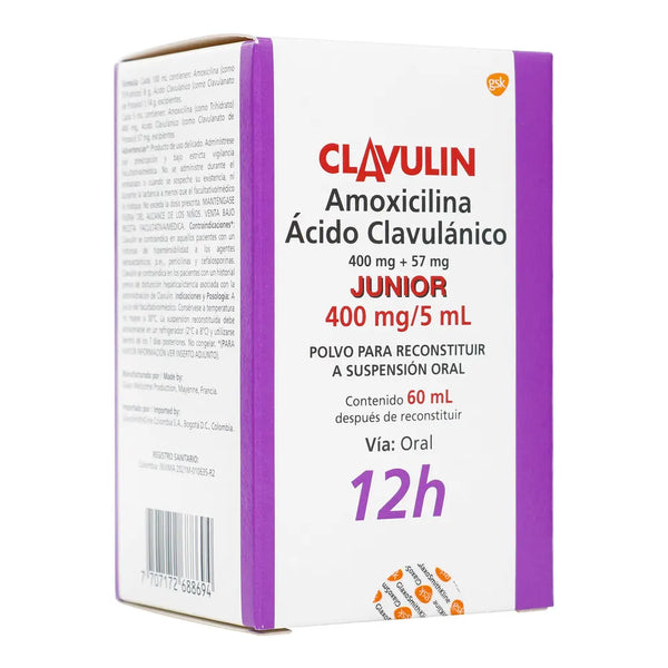 Clavulin Junior 400/5 Mg Frasco X 60 Ml (Acido Clavulanico - Amoxicilina)