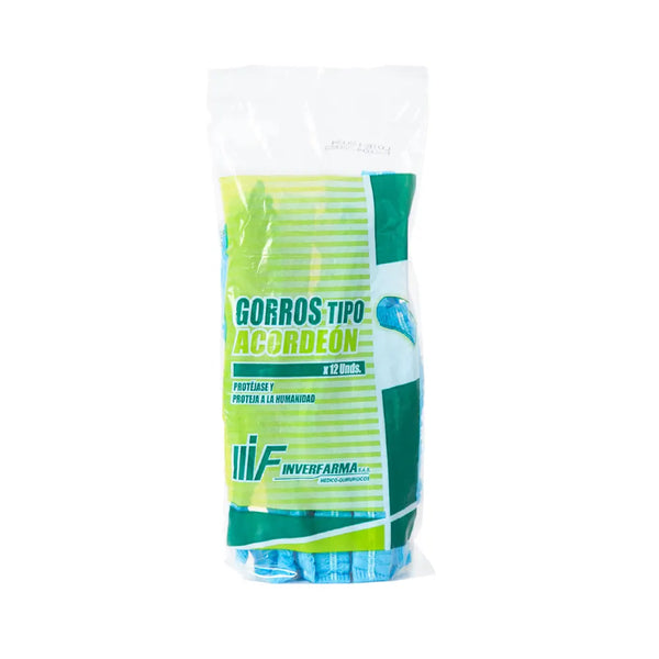 Cofia O Gorro Acordeon Azul Inverfarma Bolsa X 12 Und