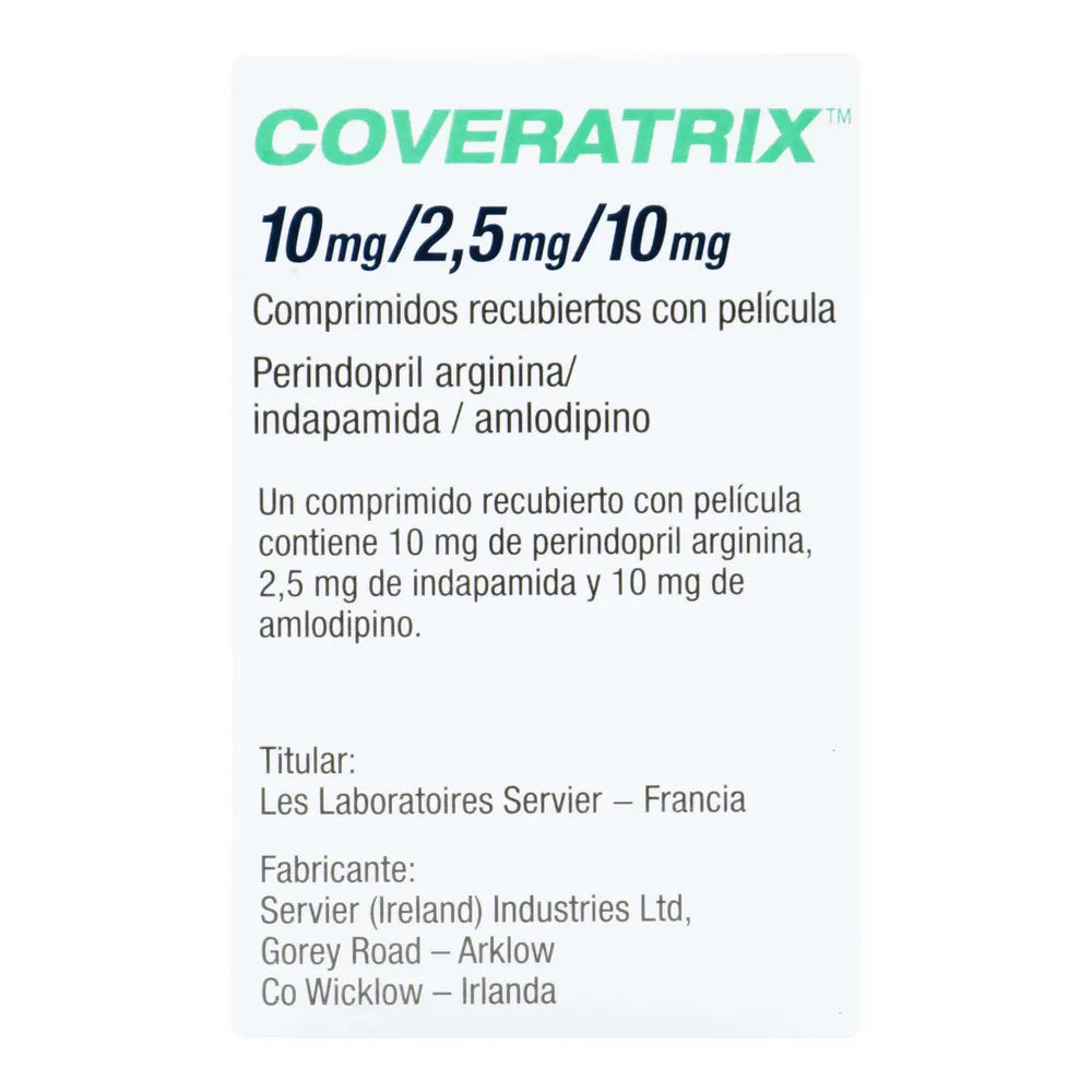 Coveratrix Components Coveratrix 10Mg/2.5Mg/10 Mg Caja X 30 Tab (Perindopril - Indapamida ...