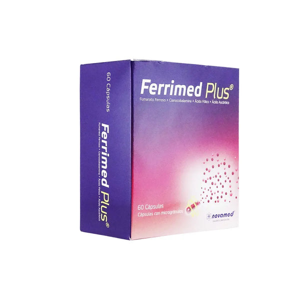 Ferrimed Plus Caja X 60 Cap (Acido Ascorbico - Acido Folico - Cianocobalamina - Hierro)
