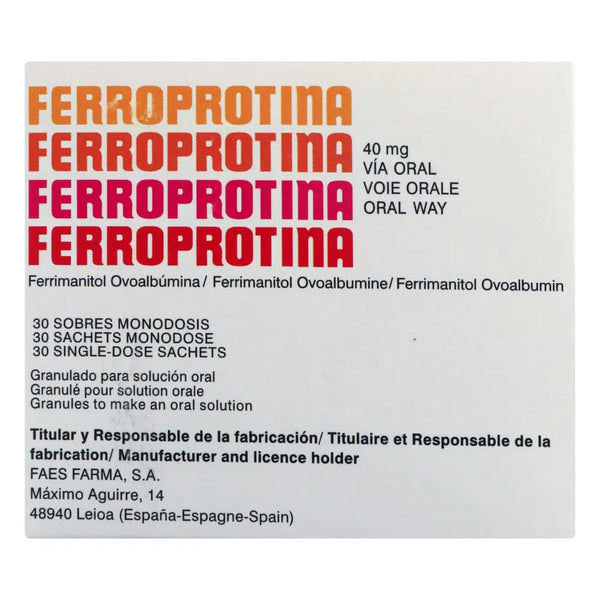 Ferroprotina 40 Mg ( Ferrimanitol Ovoalbumina) Caja X 30 Und (Ferrimanitol Ovalbumina)
