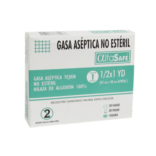 Gasa Aseptica Alfasafe 1/2 X 1 Yd