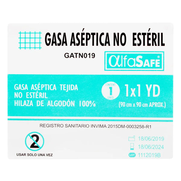 Gasa Aseptica Alfasafe 1 X 1 Yd