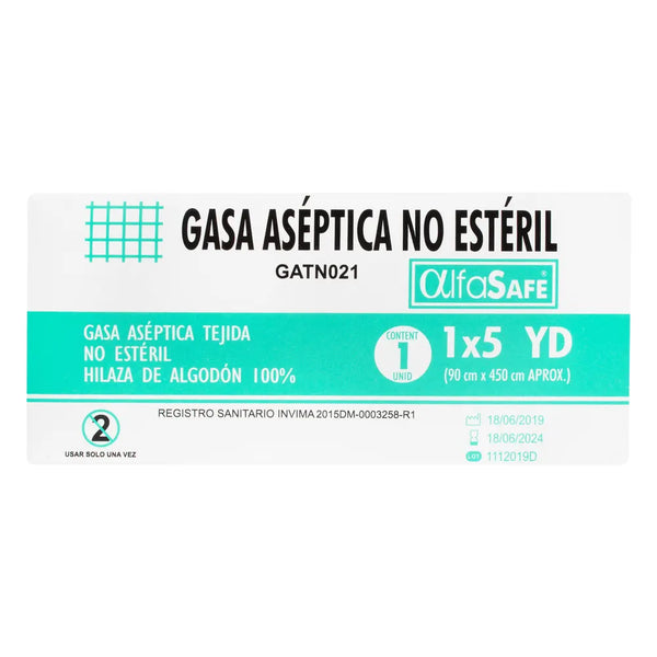 Gasa Aseptica Alfasafe 1 X 5 Yd