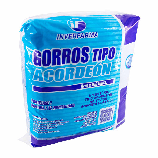 Gorro Acordeon Azul 100 Und Inverfarma