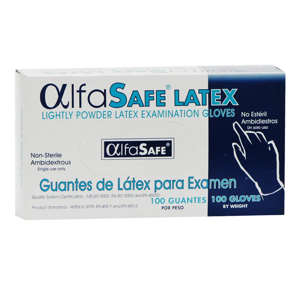Guante Latex Examen T-S Alfasafe Caja X 100 Und