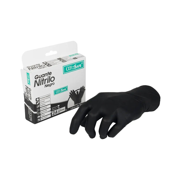 Guante Nitrilo Alfasafe Negro Talla L X 24 Caja X 24 Und