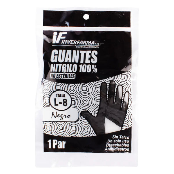 Guante Nitrilo Negro T.L 2 Und Inverfarm