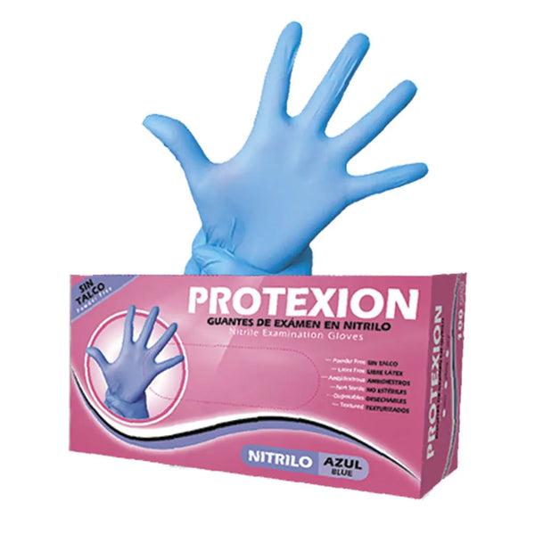 Guante Nitrilo Protexion Talla L Azul Caja X 100 Und