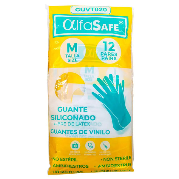Guantes Alfasafe Vinilo Talla M 12 Ud