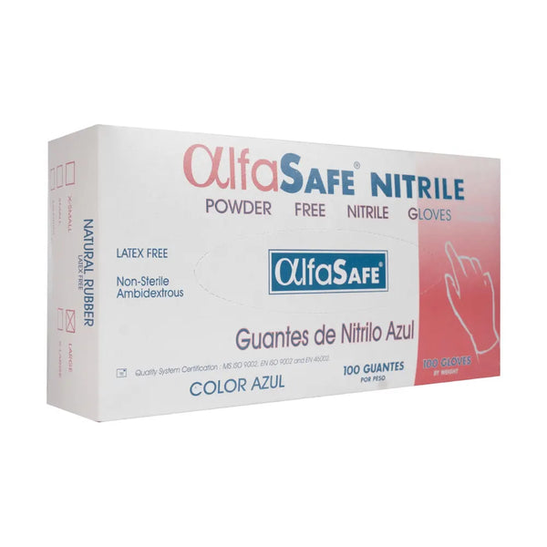 Guantes De Nitrilo Azul Alfa Safe M Caja X 100 Und