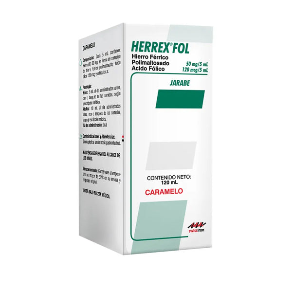 Herrex Fol Jarabe Caramelo Frasco X 120.00 Ml (Acido Folico - Hierro)