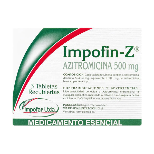 Impofin Z 500 Mg Tableta X 3 Und (Azitromicina)