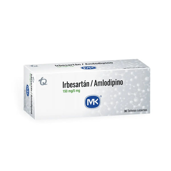 Irbesartan+Amlodipino 150 Mg/5 Mg (Mk) Caja X 30 Tab (Amlodipino - Irbesartan)