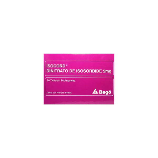 Isocord Sublingual 5 Mg Caja X 20 Tab (Dinitrato De Isosorbida)