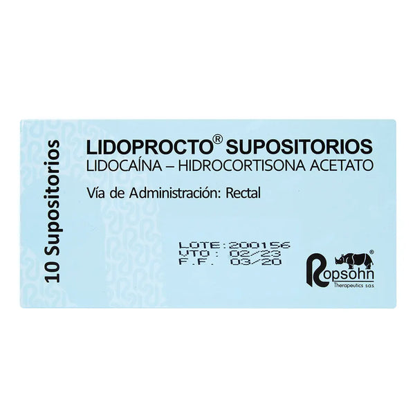 Lidoprocto Supositorios Caja X 10 Und (Hidrocortisona - Lidocaina Transdermica Percutanea)