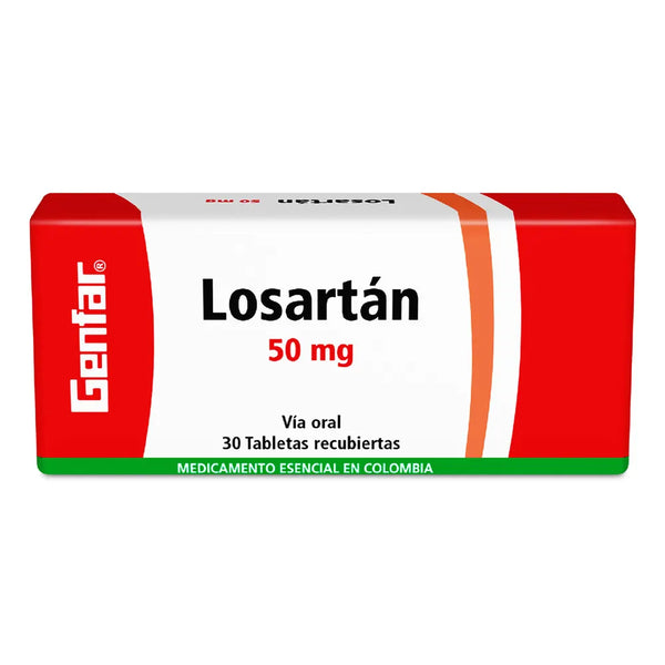 Losartan Potasico 50 Mg (Genfar) Caja X 30 Tab (Losartan)
