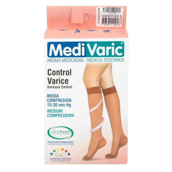 Media Medivaric Rodilla Talla L Beige Mediana Compresion Caja X 1 Und