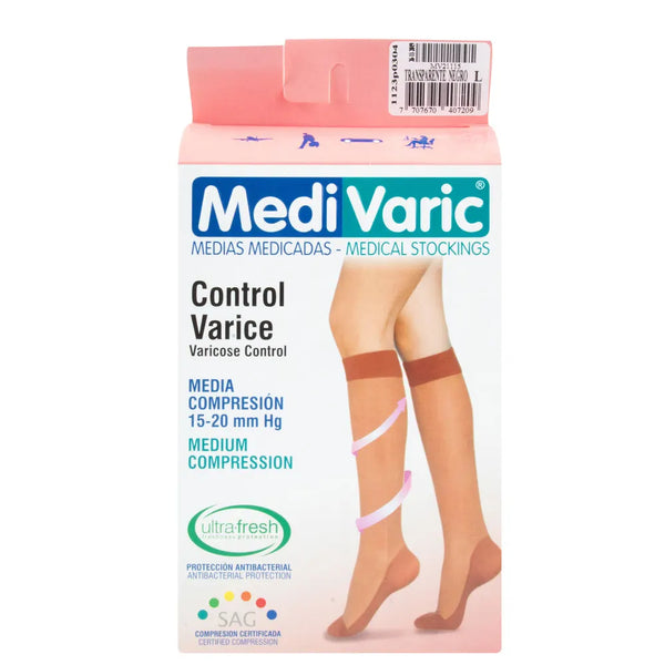 Media Medivaric Rodilla Talla L Negro Mediana Compresion Caja X 1 Und