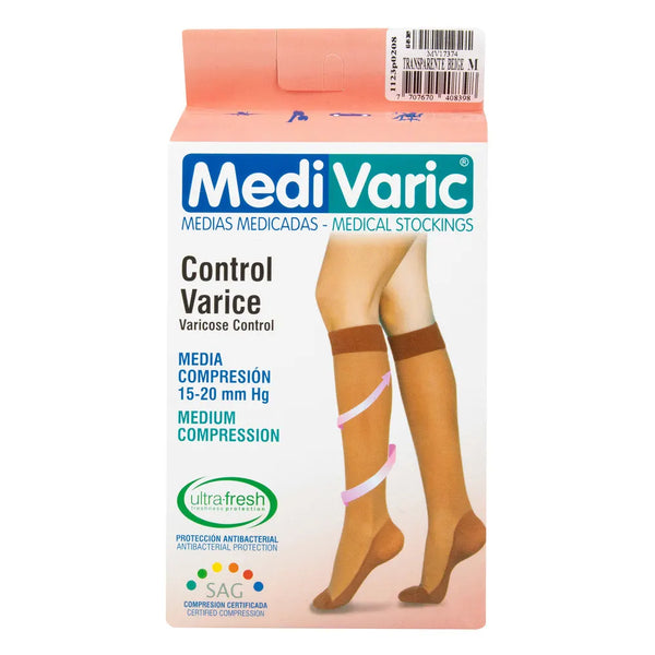 Media Medivaric Rodilla Talla M Beige Mediana Compresion Caja X 1 Und