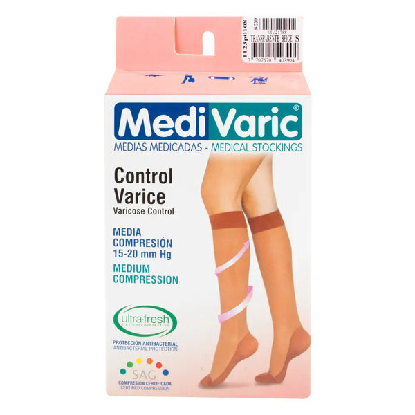 Media Medivaric Rodilla Talla S Beige Mediana Compresion Caja X 1 Und