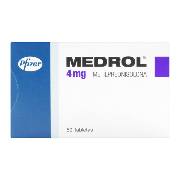 Medrol 4 Mg 50 Tabletas(3%+) (Metilprednisolona)