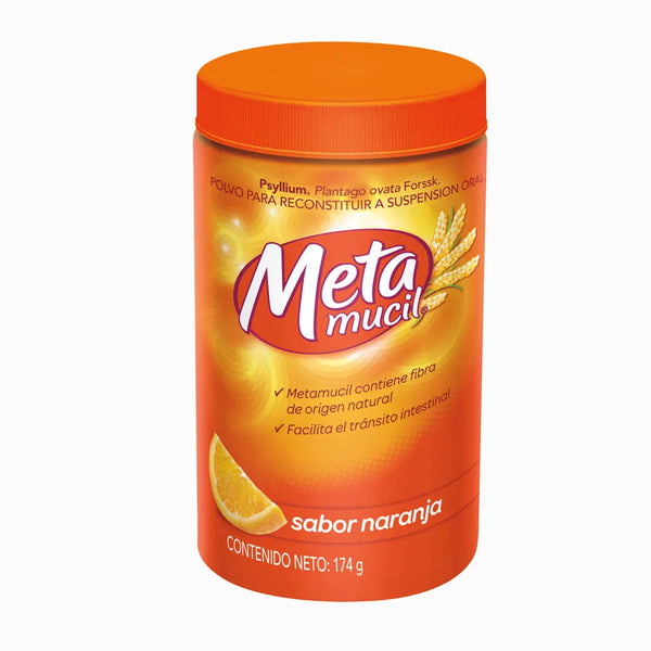 Metamucil Fibra Natural Psyllium Sabor Naranja Tarro X 174 Gr