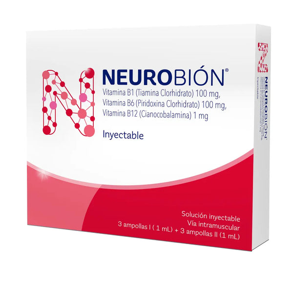 Neurobion Doble Ampollas 1Mg 3 Ampollas I + 3 Ampollas Ii Caja X 3 Amp (Cianocobalamina - Piridoxina - Tiamina)
