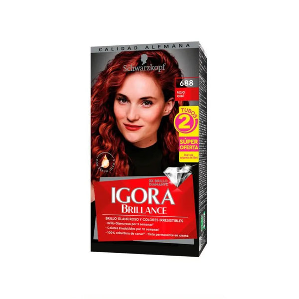 Oferta Tinte Igora Brillance Permanente Rubi 688 Doble Tubo Estuche X 50 Grs