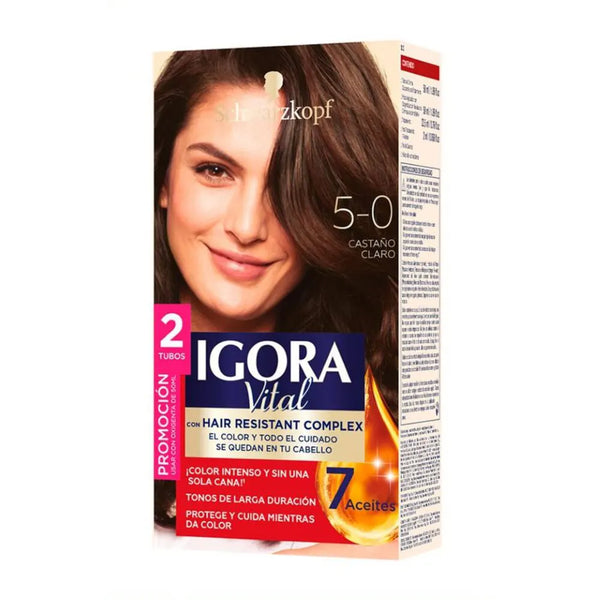 Oferta Tinte Igora Vital Castano Claro 5-0 Doble Tubo Estuche X 50 Grs