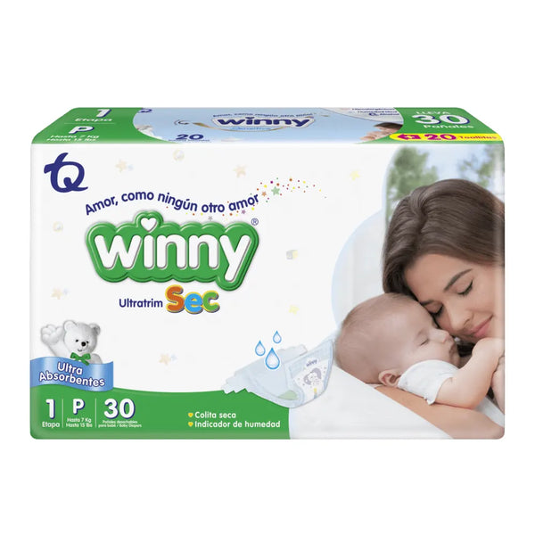 Pañal Winny Sec Etapa 1/P + Toallitas Paquete X 30 Und