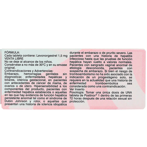 Postinor-1 Caja X 1 Tab (Levonorgestrel)