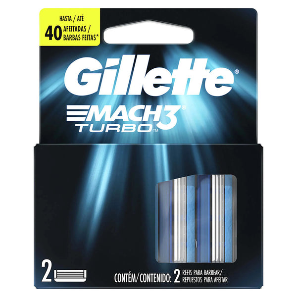 Repuestos De Afeitar Gillette Mach3 Turbo Con Banda Lubricante De Mayor Duracion Display X 2 Und