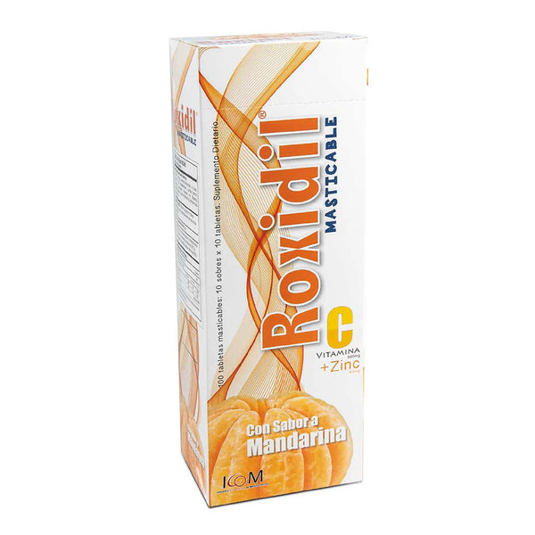 Roxidil Masticable Vitamina C + Zinc 500 Mg Sabr a Mandarina x 100 Tabletas