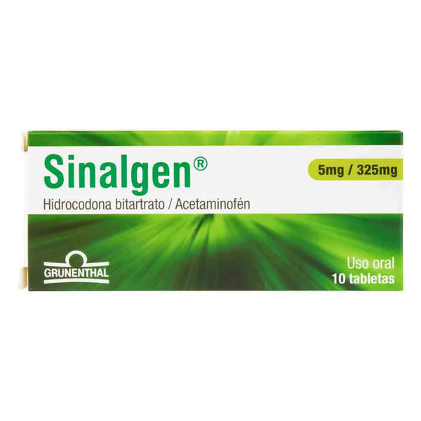 Sinalgen 5/325 Mg 10 Tabletas (Hidrocodona Bitartrato - Acetaminofen)