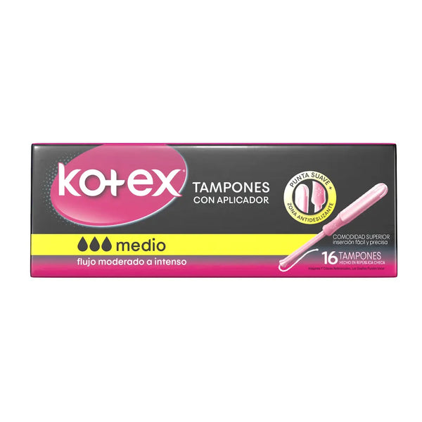Tampones Kotex Aplicador Medio Caja X 16 Und