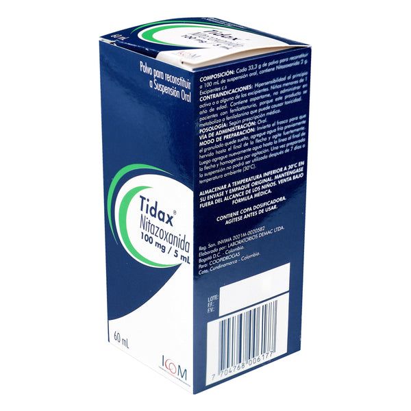 Tidax 100 Mg Suspension 60 Ml Icom (Nitazoxanida)