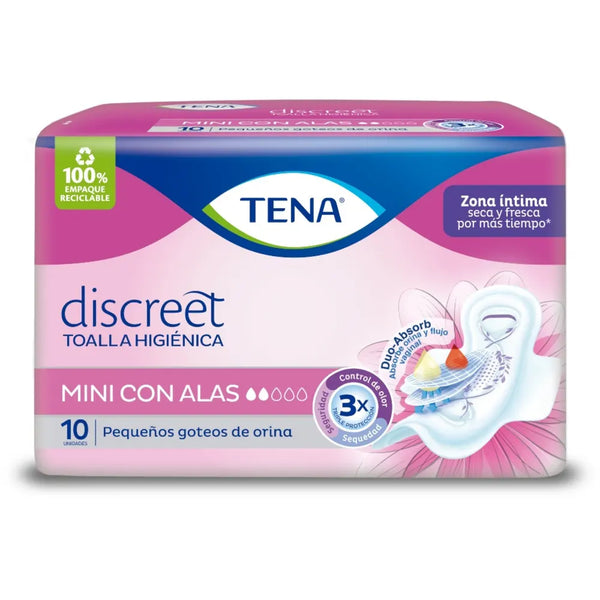 Toalla Tena Mujer Mini Alas Paquete X 10 Und